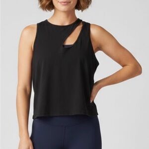 Lululemon Black Asymmetrical Shoulder Cut-Out Yoga Tank Top Approx Size 8 M